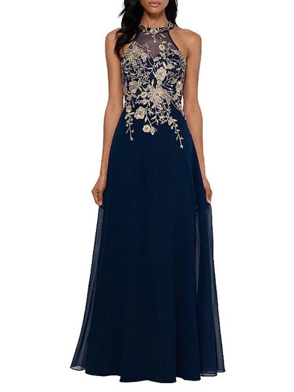 New With Tags Betsy & Adam PETITE "CELESTE" EMBROIDERED CHIFFON DRESS Size 2P